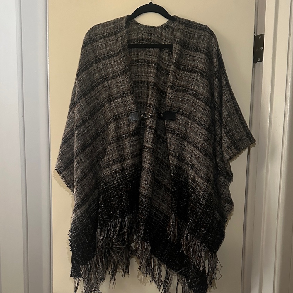 Plaid Fringe Poncho